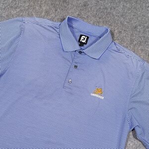 FootJoy Golf Polo Grandover Club Logo Men’s XL Blue Striped Stretch